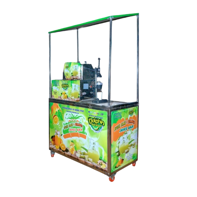 Latest Sugercane Juicer Machine Trolly Model with Chiller Battery