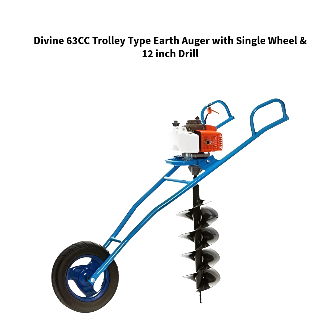 Divine-63CC-Trolley-Type-Earth-Auger-with-Single-Wheel--12-inch-Drill
