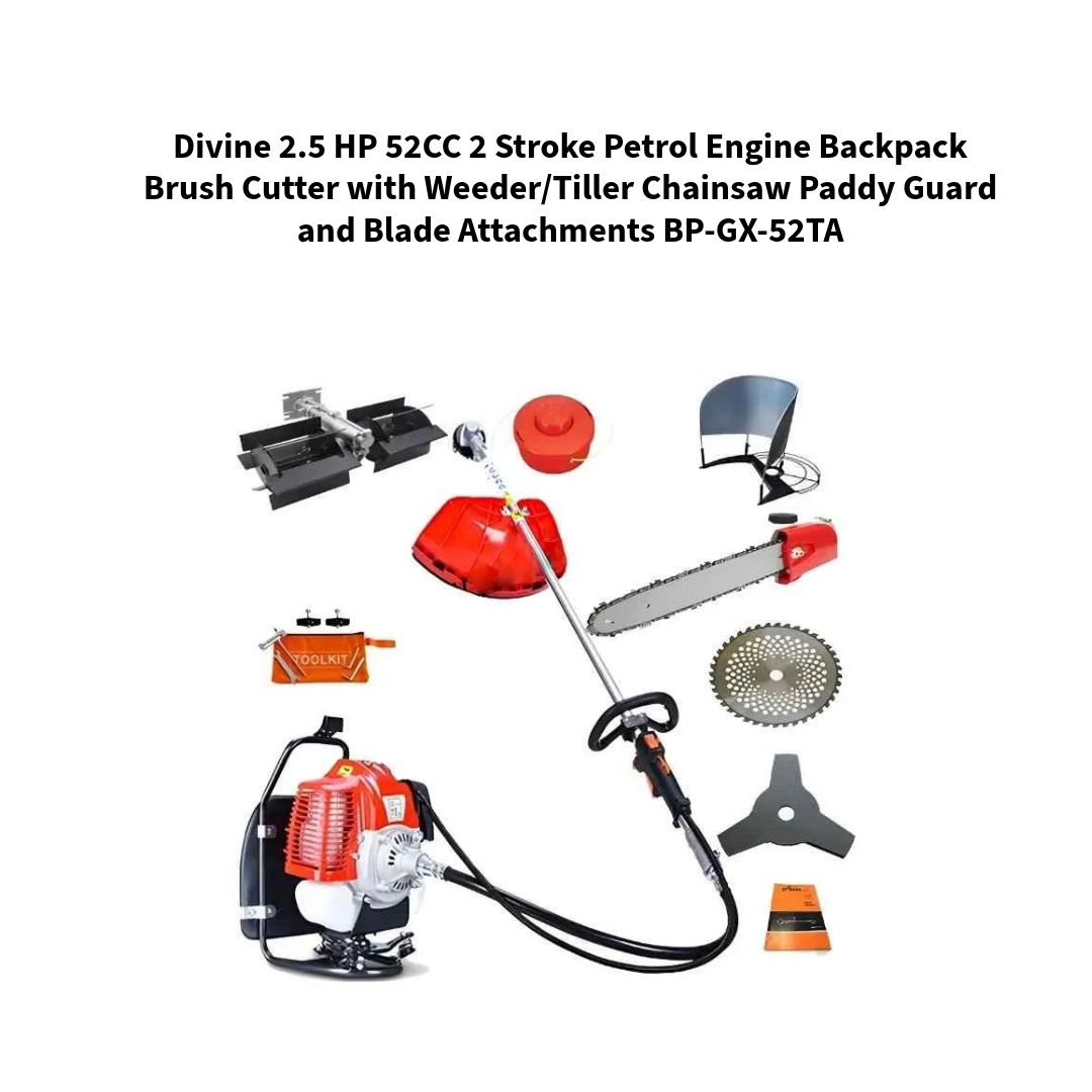 Divine-2-5-HP-52CC-2-Stroke-Petrol-Engine-Backpack-Brush-Cutter-with-Weeder-Tiller-Chainsaw-Paddy-Guard-and-Blade-Attachments-BP-GX-52TA