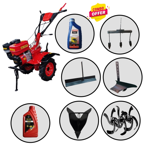 Power-Tiller-Complete-Combo-Kit--Leveller-plus-3-Tyne-Cultivator-plus-Mini-Ridger-plus-Single-Side-Plough-plus-Dry-Land-Blade-(32-Pcs)-plus-Engine-Oil-(1-Litre)-plus-Gear-Oil-(2-Litre)