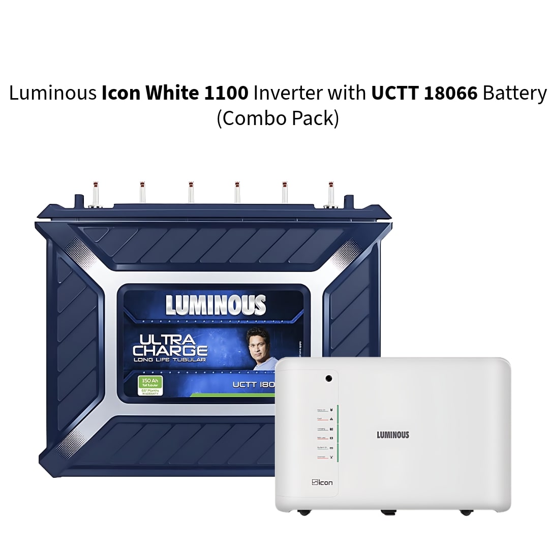 Luminous-Icon-White-1100-Inverter-with-UCTT-18066-Battery-Combo-Pack